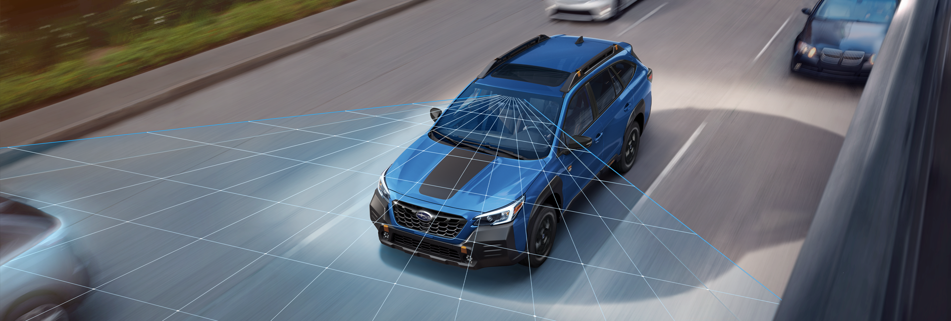 A photo illustration of the EyeSight Driver Assist Technology on the 2023 Outback Wilderness. | Subaru Superstore of Chandler in Chandler AZ