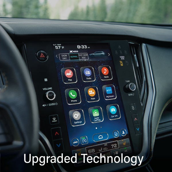 An 8-inch available touchscreen with the words “Ugraded Technology“. | Subaru Superstore of Chandler in Chandler AZ